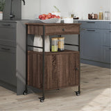 Kitchen Trolley Brown Oak 56x43x89.5 cm Engineered Wood 842395