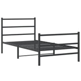 Metal Bed Frame without Mattress with Footboard Black 100x200cm 355378