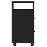 Narrow Bathroom Cabinet with Wheels Black Engineered Wood 855233