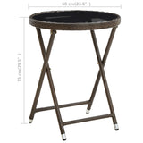 Tea Table Brown 60 cm Poly Rattan and Tempered Glass 310560