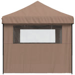 ZNTS Foldable Party Tent Pop-Up with 3 Sidewalls Brown 4004948