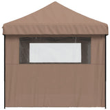 ZNTS Foldable Party Tent Pop-Up with 3 Sidewalls Brown 4004948