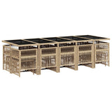 15 Piece Garden Dining Set with Cushions Mix Beige Poly Rattan 3210996
