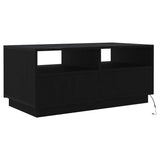 Coffee Table with LED Lights Black Oak 90x49x40 cm 862254