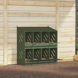 Chicken Nesting Box with 8 Compartments Olive Green Metal 864349