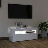 TV Cabinet with LED Lights High Gloss White 90x35x40 cm 804325