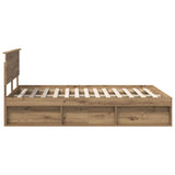 Bed Frame Artisian Oak 135 x 190 cm Solid Pine Wood 3410617