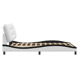 Bed Frame with LED without Mattress "Hvar" White and Black 140x200 cm 3213940