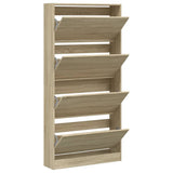 Shoe Cabinet with 4 Flip-Drawers Sonoma Oak 80x21x163.5 cm 3214366