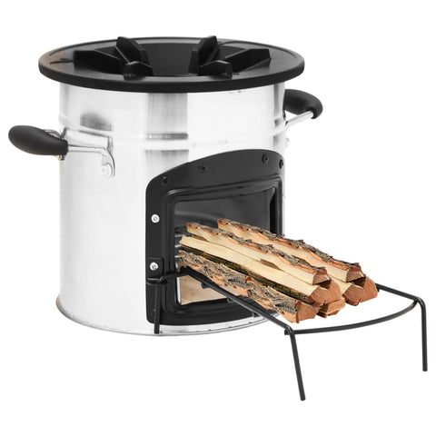 Camping Wood Stove Silver 45.5x33x25.5 cm Stainless Steel 319440