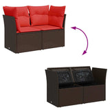 Garden Sofa 7 pcs Brown and red 124 x 62 x 69 cm Poly rattan 366240