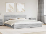Bed Frame with Drawer Grey Sonoma 200 x 200 cm Engineered Wood 3409613