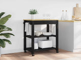 Kitchen Trolley MONZA Black 60 x 40 x 88.5 cm Solid Pine Wood 42027036