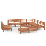 ZNTS 11 Piece Garden Lounge Set Solid Wood Pine Honey Brown 3083157