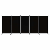 5-Panel Room Divider Black 433x180 cm Fabric 350269