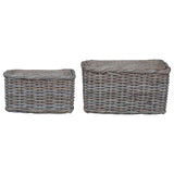 Firewood Basket 2 pcs Grey Lacak Rattan 42020971