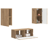 TV Cabinet Set Wall-mounted 2 pcs Artisan Oak Engineered Wood 3408969