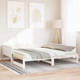 Pull-out Day Bed White 203.5 x 184 x 56.5 cm Solid Pine Wood 834679