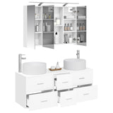 Bathroom Furniture Set 4 pcs White Engineered Wood and Glass 3407095