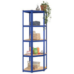 5-Layer Corner Shelf Blue Steel&Engineered Wood 152861