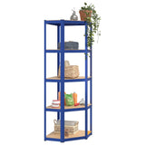 5-Layer Corner Shelf Blue Steel&Engineered Wood 152861