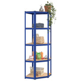 5-Layer Corner Shelf Blue Steel&Engineered Wood 152861
