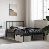 Metal Bed Frame without Mattress with Headboard Black 75x190cm 352470