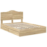 Storage Bed with Drawer Sonoma Oak 160 x 200 cm Engineered Wood 3413487