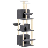 Cat Tree with Sisal Scratching Posts Dark Grey 180 cm 171602
