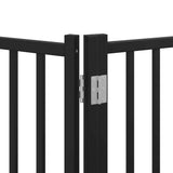 Dog Gate with Door Foldable 6 Panels Black 480 cm Poplar Wood 3155737