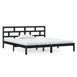3101202 Bed Frame without Mattress Black Solid Wood 140x190 cm