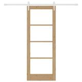 Sliding Door Natural 78 x 202 cm Solid Pine Wood and Glass 3332411