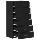 Sideboard with 6 Drawers Black Oak 50x34x96 cm Engineered Wood 862442