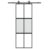 Sliding Door with Hardware Set Black 76x205 cm Tempered Glass 3375915
