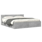 Bed Frame with Headboard without Mattress Concrete Grey 200x200 cm 3295537