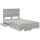 Bed Frame with Drawer Grey Sonoma 135 x 190 cm Engineered Wood 3409663