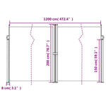 ZNTS Retractable Side Awning Taupe 200x1200 cm 4004859