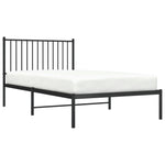 ZNTS Metal Bed Frame without Mattress with Headboard Black 100x190cm 350858
