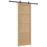 Sliding Door Natural and Black 83 x 232 cm Solid Pine Wood 3333508