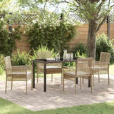 Garden Dining Set with Cushion 5 pcs Beige Poly Rattan 3379893