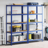 5-Layer Storage Shelves 2 pcs Blue Steel&Engineered Wood 3307605