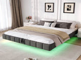 4ft6 Double Floating Bed Frame with Hydraulic Under-bed Storage & Smart RGB LED Lights, No Headboard N652P422490G
