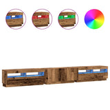 TV Cabinet with LED Lights Old Wood 300x35x40 cm Engineered Wood 3329169