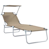 Sun Lounger Folding 2 pcs Taupe 58 x 188 x 77cm Polyester 42003063