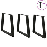 ZNTS Dining Table Legs V-Shape 3 pcs Black 80x cm Steel 4012588