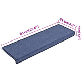 Stair Mats 15 pcs 65x21x4 cm Blue Rectangular Edge 134574