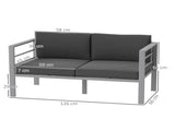 Two-Seater Aluminium Garden Sofa - Grey T3398P314165