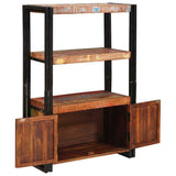 Bookshelf with Doors Brown Solid Reclaimed Wood and Metal 4104771