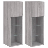 TV Cabinets with LED Lights 2 pcs Grey Sonoma 30.5x30x90 cm 837012