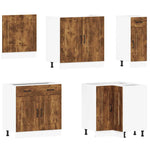 ZNTS 11 Piece Kitchen Cabinet Set Kalmar Smoked Oak Engineered Wood 3314916